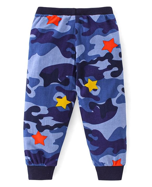 Babyhug Cotton Jersey Knit Full Length Lounge Pants Striped & Star Print Pack of 3 - Multicolor