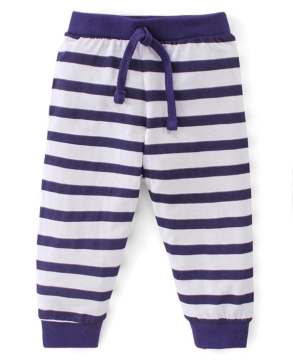 Babyhug Cotton Jersey Knit Full Length Lounge Pants Striped & Star Print Pack of 3 - Multicolor