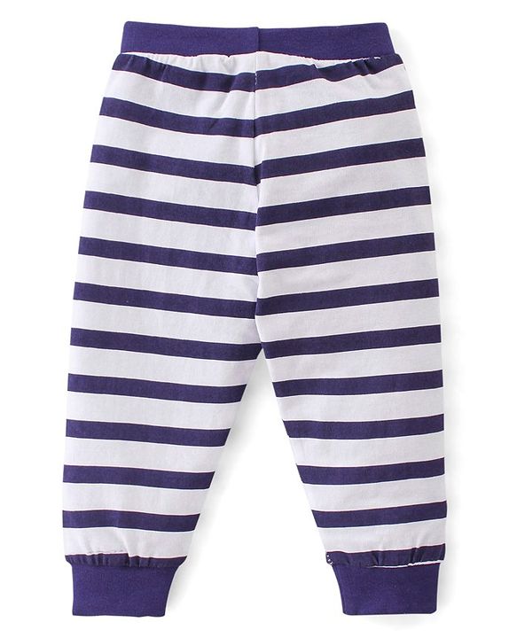 Babyhug Cotton Jersey Knit Full Length Lounge Pants Striped & Star Print Pack of 3 - Multicolor