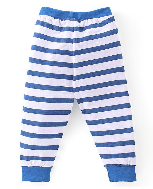 Babyhug Cotton Looper Full Length Lounge Pant With Text Print Pack Of 3 - Navy Blue Yellow & Red
