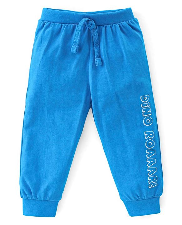 Babyhug Cotton Jersey Knit Full Length Lounge Pants Striped & Dino Print Pack of 3 - Multicolor