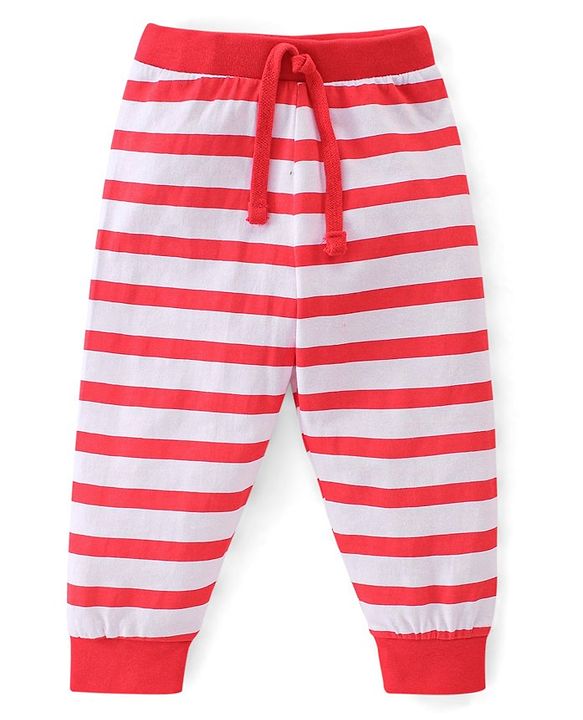 Babyhug Cotton Jersey Knit Full Length Lounge Pants Striped & Dino Print Pack of 3 - Multicolor