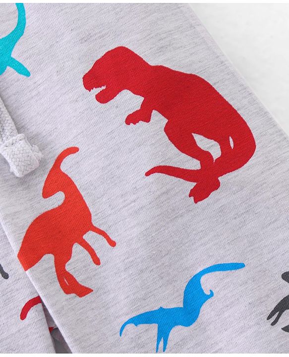 Babyhug Cotton Jersey Knit Full Length Lounge Pants Striped & Dino Print Pack of 3 - Multicolor