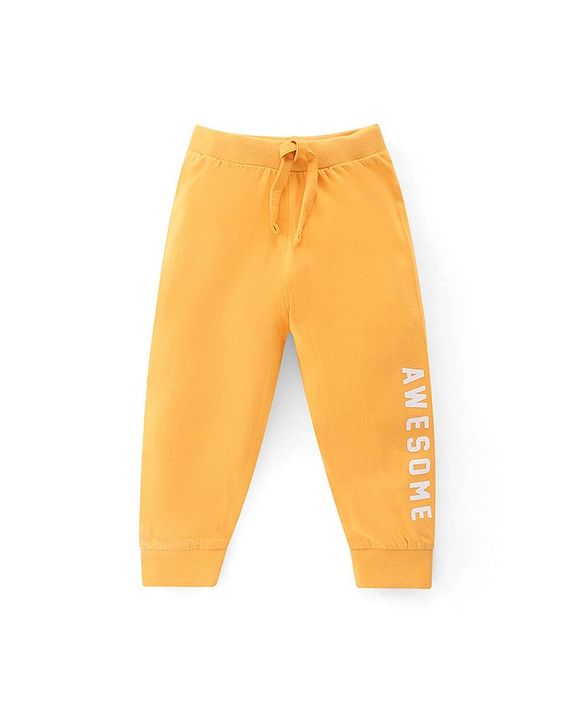 Babyhug Cotton Jersey Knit Full Length Lounge Pant Truck & Text Print Pack of 3 - Blue White & Yellow