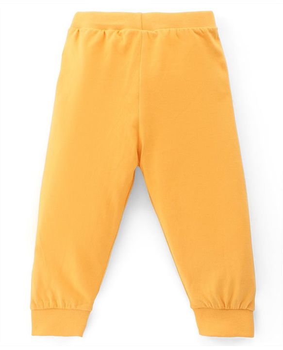 Babyhug Cotton Jersey Knit Full Length Lounge Pant Truck & Text Print Pack of 3 - Blue White & Yellow