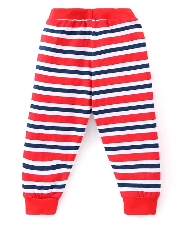 Babyhug Cotton Knit Full Length Striped & Solid Colour Lounge Pants Pack of 3 - Multicolour
