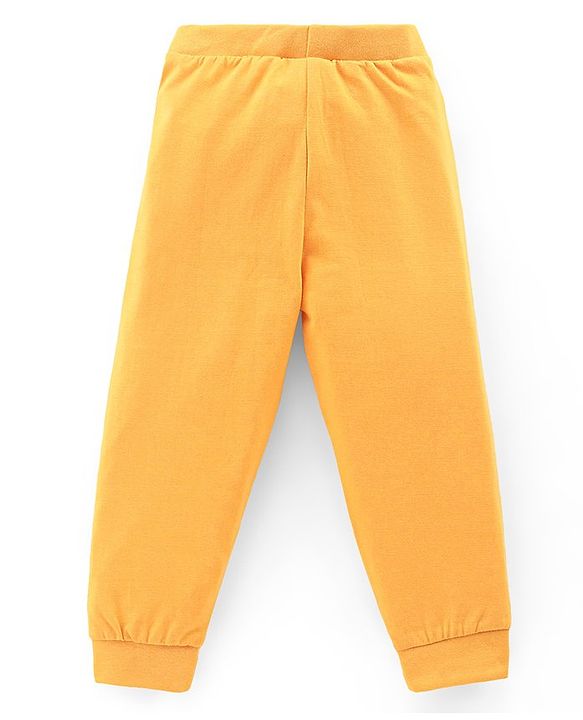 Babyhug Cotton Knit Full Length Text Print Lounge Pants Pack of 3 - Yellow Green & Blue
