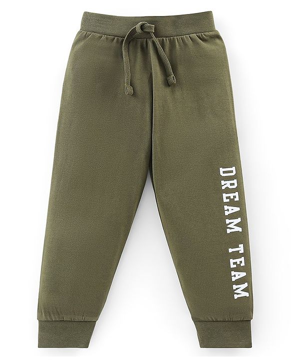 Babyhug Cotton Knit Full Length Text Print Lounge Pants Pack of 3 - Yellow Green & Blue