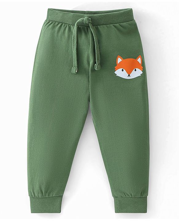 Babyhug Cotton Full Length Lounge Pants Fox Print Pack of 3 - Blue Green & Red