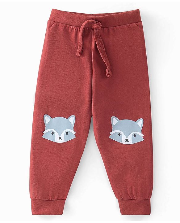 Babyhug Cotton Full Length Lounge Pants Fox Print Pack of 3 - Blue Green & Red