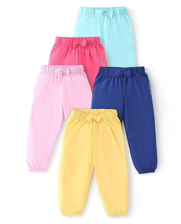 Babyhug Cotton Jersey Knit Solid Color Lounge Pant Rock Pack of 5 - Multicolor