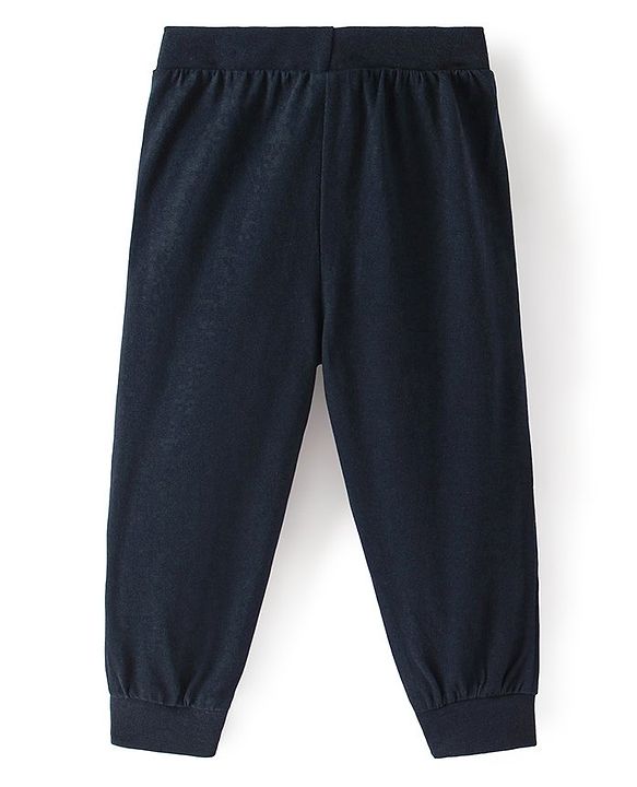 Babyhug Cotton Jersey Knit Full Length Lounge Pant Text Printed - Navy Blue