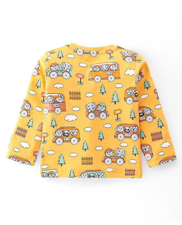 Babyhug Interlock Knit Full Sleeves Night Suit Jungle Animals Printed - Yellow