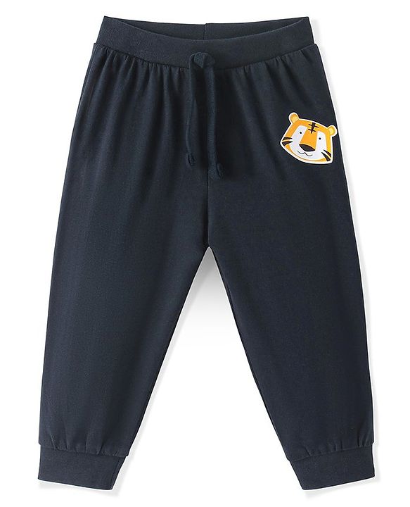 Babyhug Cotton Jersey Knit Full Length Lounge Pant Lion Printed - Navy Blue