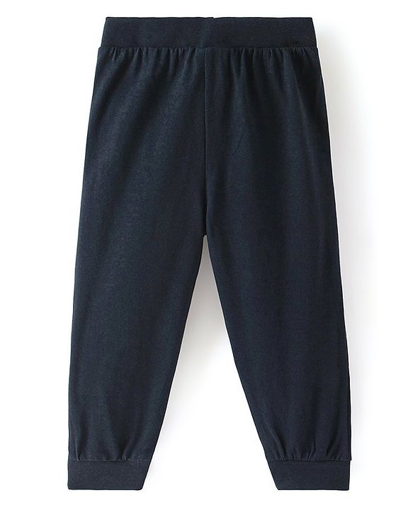 Babyhug Cotton Jersey Knit Full Length Lounge Pant Lion Printed - Navy Blue