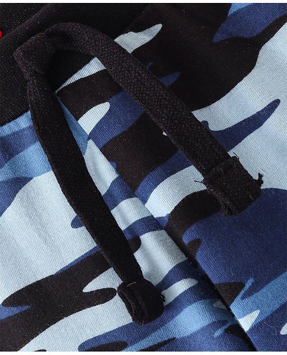 Babyhug Cotton Jersey Knit Full Length Camo Printed Lounge Pant - Blue