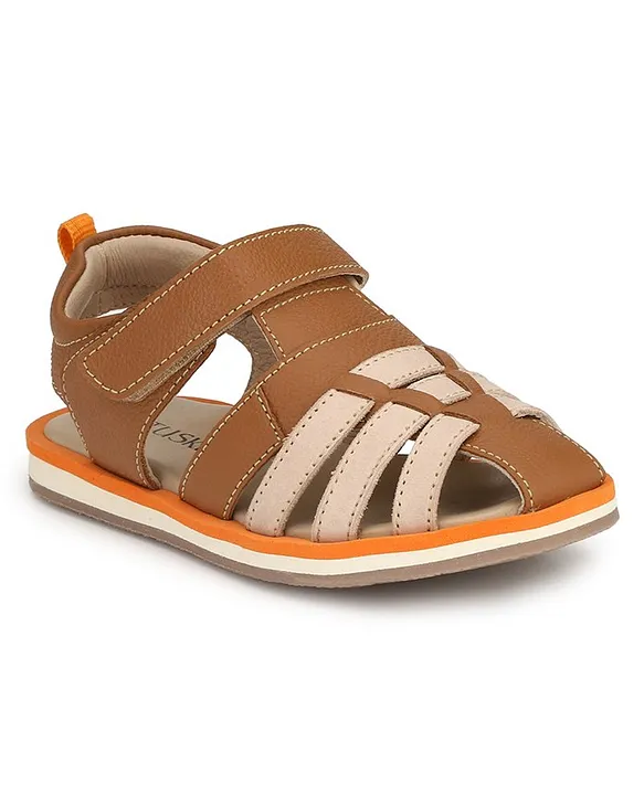 Buy TUSKEY Hollow Out Detailed Closed Toe Velcro Strappy Sandals