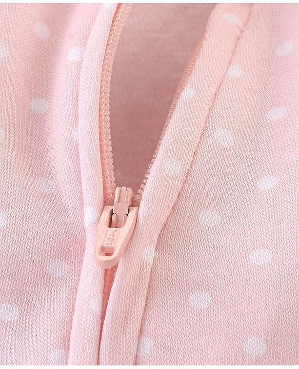 Babyhug Cotton Interlock Knit Footed Sleepsuit Elephant Print - Pink