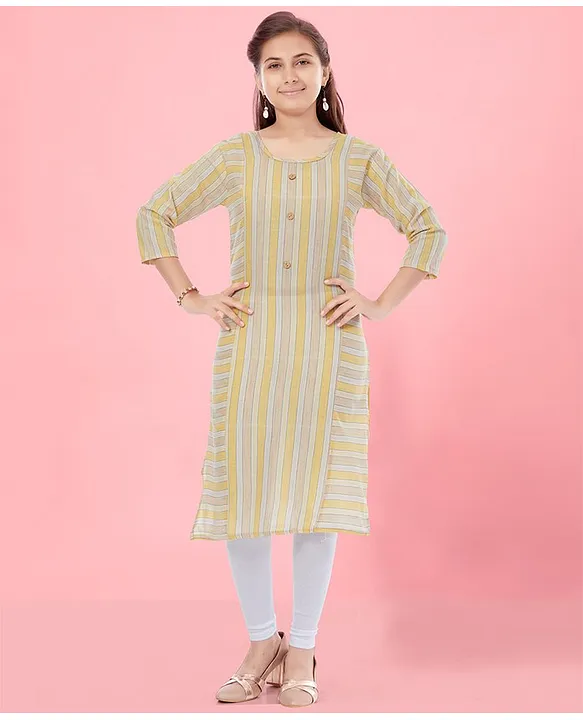 Buy Boys Yellow And White Kurta Pyjama Set & Girls Chikankari Cotton Kurta  And Leggings Set- (VASSIB094YW_14/20) — Karmaplace