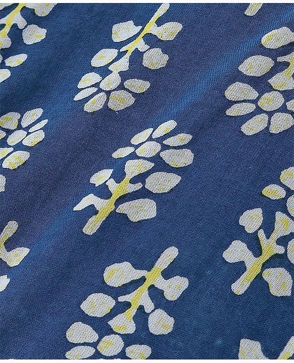 Pine Kids Cotton Woven Full Sleeves Kurta Pyjama Set Leaves Printed - Navy Blue