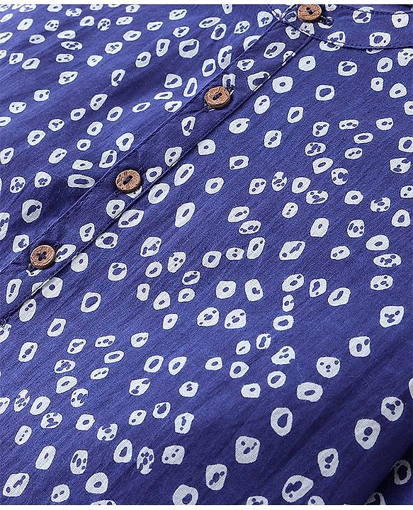 Pine Kids Full Sleeves Bandhani Printed Cotton Kurta - Blue