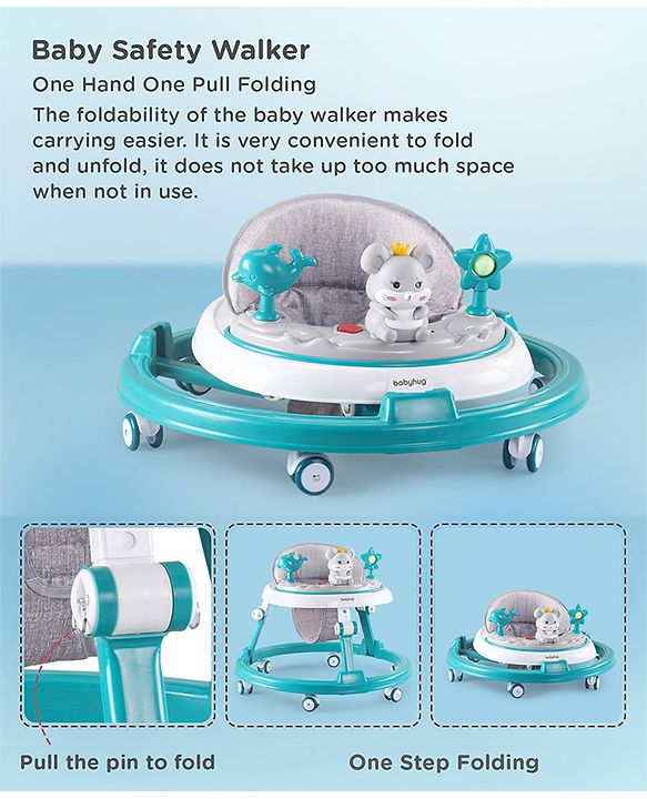 Babyhug Permium Multifunctional 360 Baby Walker with 2 Level Height Adjustment & Musical Play Tray Cum Feeding Tray