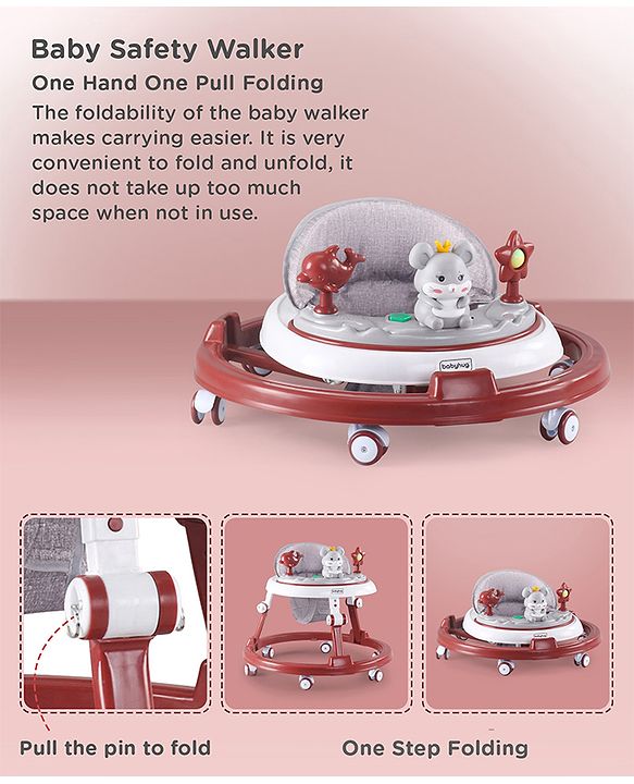 Babyhug Permium Multifunctional 360 Baby Walker with 2 Level Height Adjustment & Musical Play Tray Cum Feeding Tray