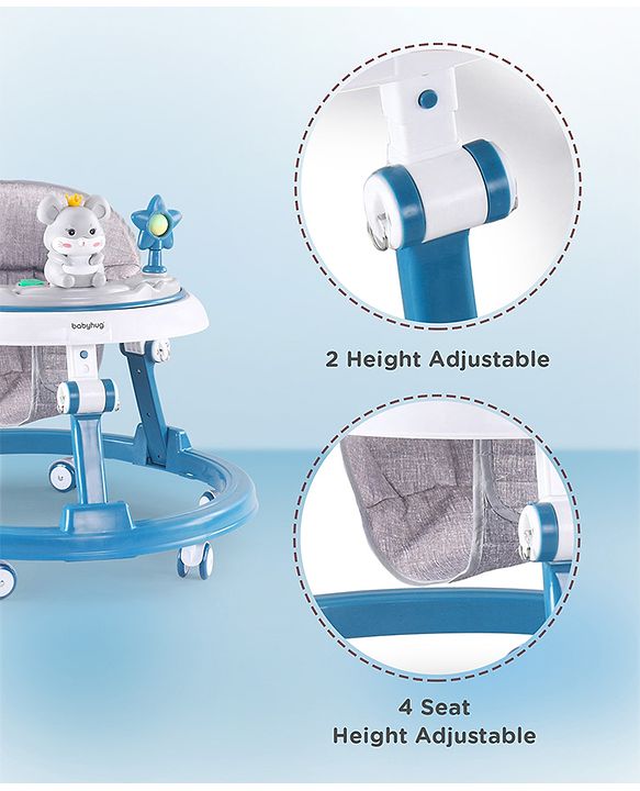 Babyhug Permium Multifunctional 360 Baby Walker with 2 Level Height Adjustment & Musical Play Tray Cum Feeding Tray