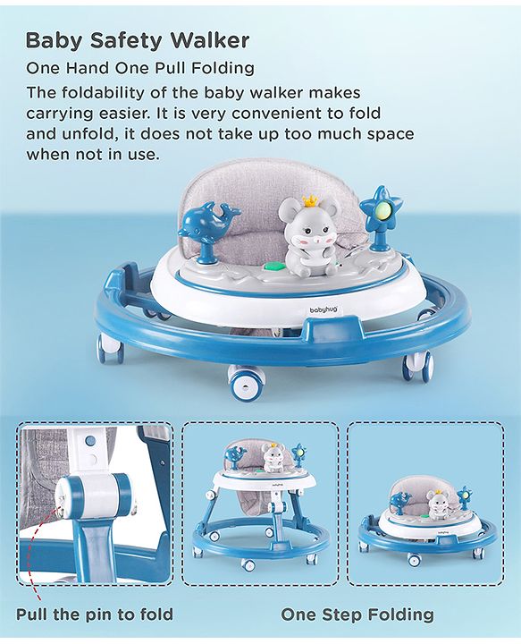 Babyhug Permium Multifunctional 360 Baby Walker with 2 Level Height Adjustment & Musical Play Tray Cum Feeding Tray