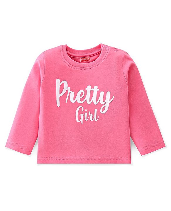 Babyhug Interlock Knit Full Sleeves Night Suit Text Printed - Blue & Pink