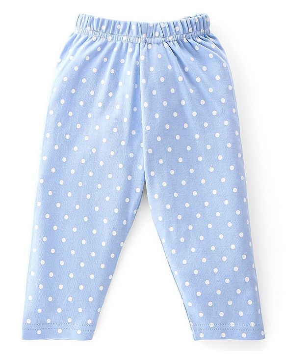 Babyhug Interlock Knit Full Sleeves Night Suit Text Printed - Blue & Pink