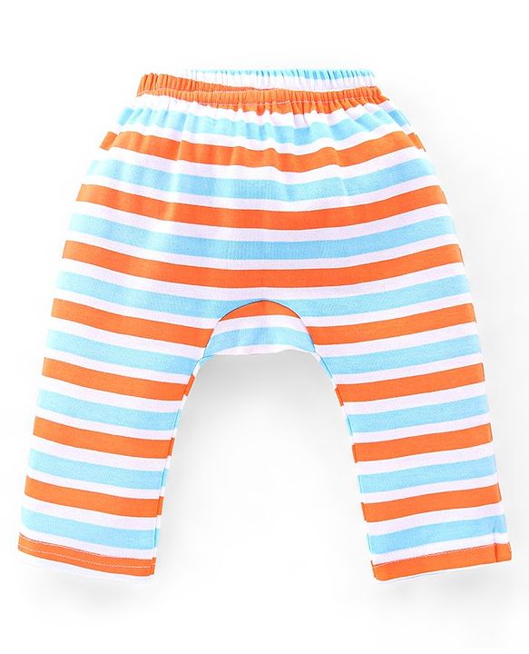 Babyhug Cotton Knit Full Length Bear Print Diaper Pants Pack of 3 - Multicolour