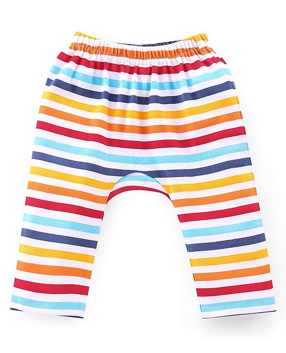 Babyhug Cotton Knit Full Length Bear Print Diaper Pants Pack of 3 - Multicolour