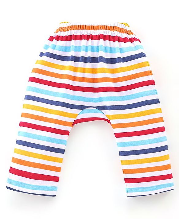 Babyhug Cotton Knit Full Length Bear Print Diaper Pants Pack of 3 - Multicolour