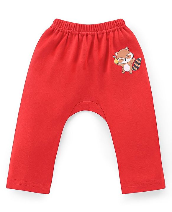 Babyhug Cotton Knit Full Length Bear Print Diaper Pants Pack of 3 - Multicolour