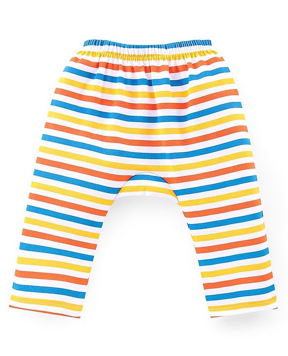 Babyhug Cotton Knit Full Length Penguin Print Diaper Pants Pack of 3 - Multicolour