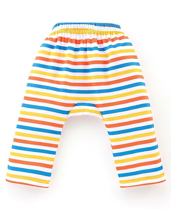 Babyhug Cotton Knit Full Length Penguin Print Diaper Pants Pack of 3 - Multicolour