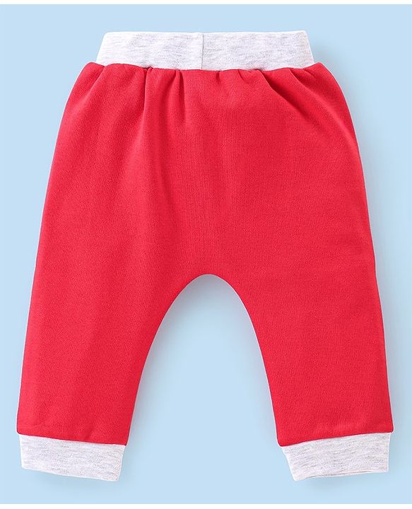 Babyhug Cotton Full Length Monster Printed Diaper Pants Pack of 2 - Red & Grey