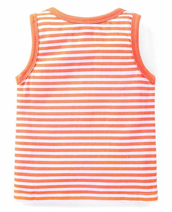 Babyhug 100 % Cotton Antibacterial Sleeveless Striped & Shark Printed Sando Pack of 5 - Blue & Orange