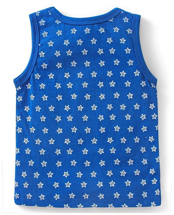 Babyhug 100 % Cotton Antibacterial Sleeveless Striped & Shark Printed Sando Pack of 5 - Blue & Orange