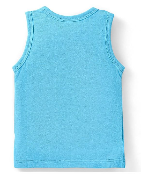 Babyhug 100 % Cotton Antibacterial Sleeveless Striped & Shark Printed Sando Pack of 5 - Blue & Orange