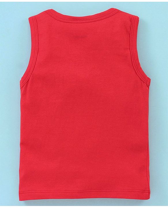 Babyhug 100% Cotton Antibacterial Sando With Dino Print Set Of 3 - White Blue & Red