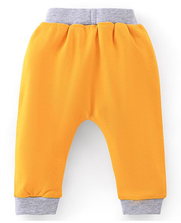 Babyhug Cotton Knit Full Length Tiger Print Diaper Pants Pack of 2 - Yellow & Grey
