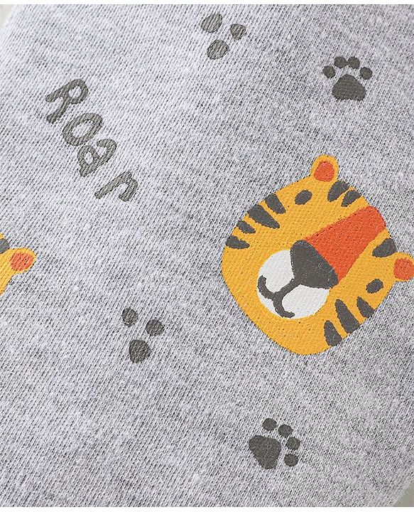 Babyhug Cotton Knit Full Length Tiger Print Diaper Pants Pack of 2 - Yellow & Grey