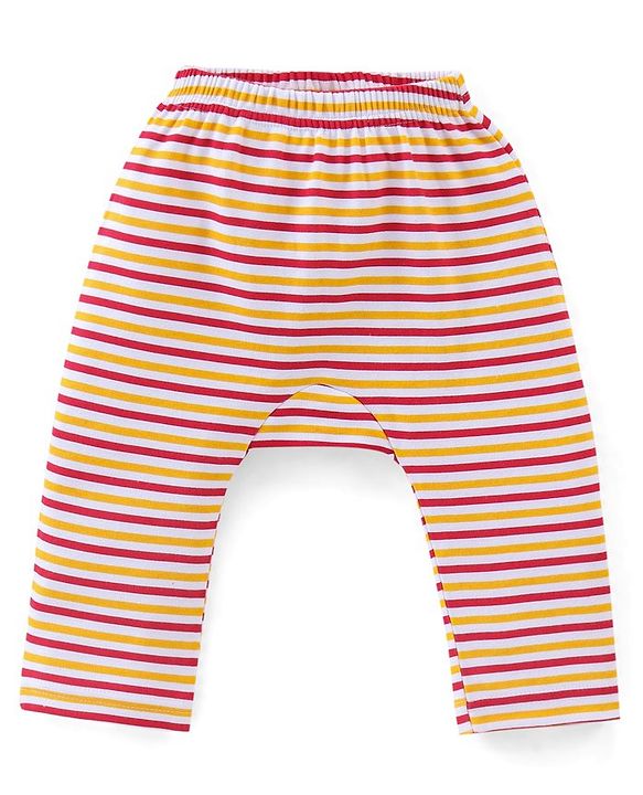 Babyhug Cotton Interlock Knit Full Length Diaper Legging Stripes & Bunny Print Pack Of 3 - Multicolor