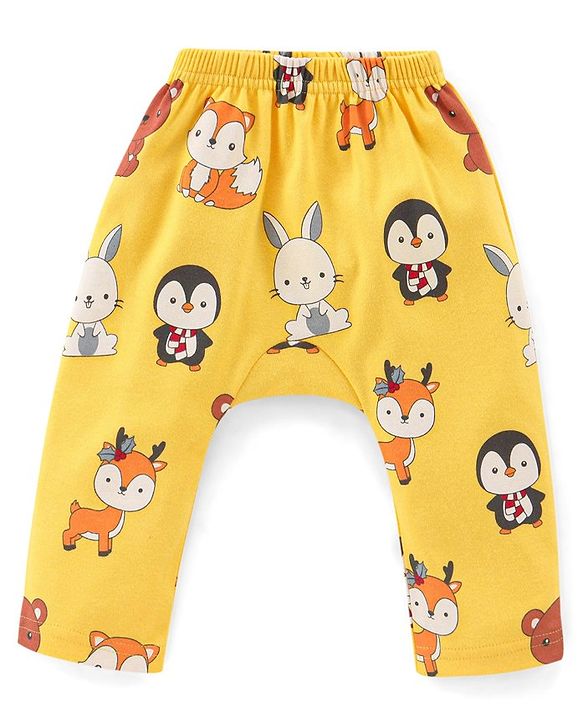 Babyhug Cotton Interlock Knit Full Length Diaper Legging Stripes & Bunny Print Pack Of 3 - Multicolor
