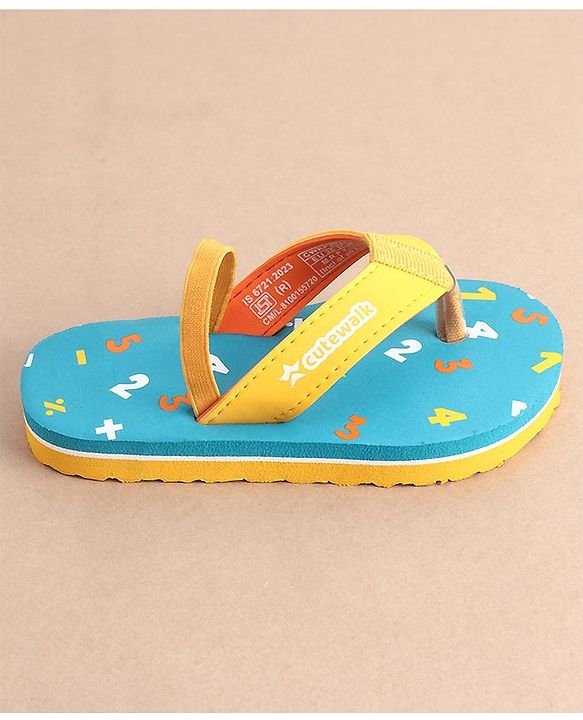 Cute Walk by Babyhug Slip On Flip Flops with Numeric Print- Blue