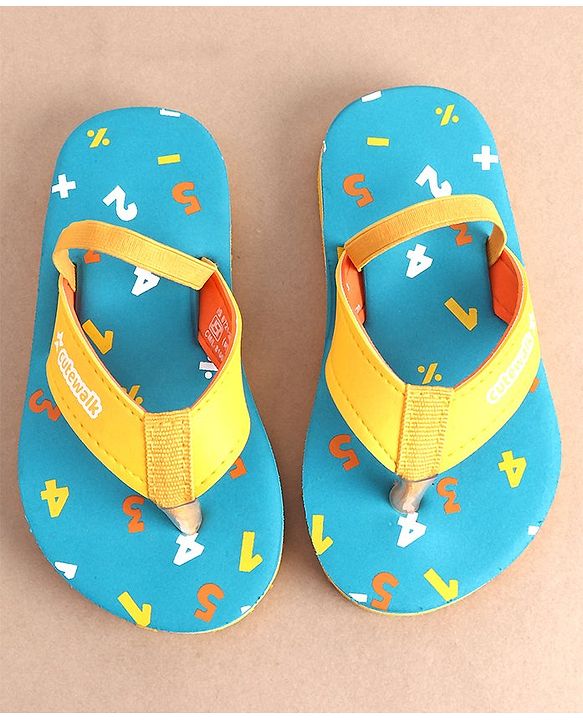 Cute Walk by Babyhug Slip On Flip Flops with Numeric Print- Blue