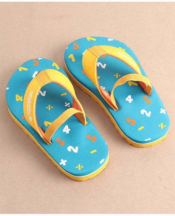 Cute Walk by Babyhug Slip On Flip Flops with Numeric Print- Blue