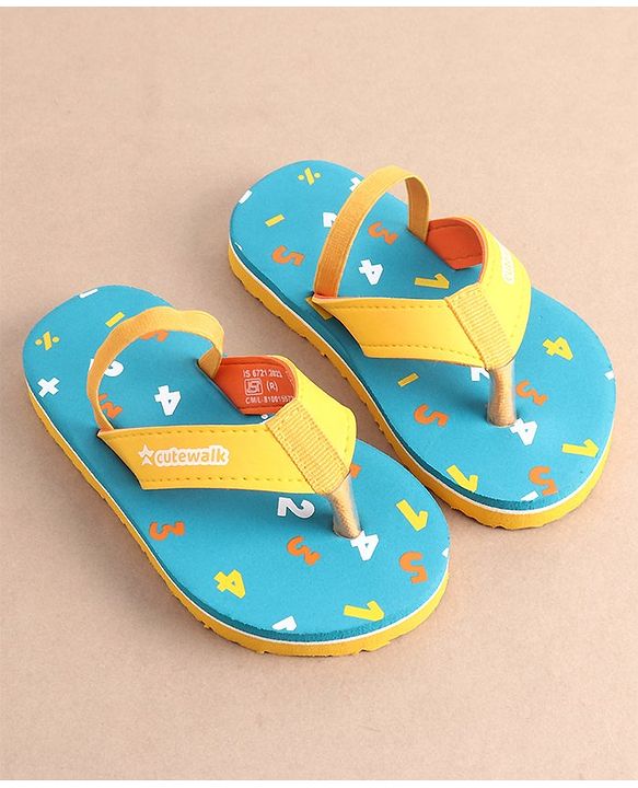 Cute Walk by Babyhug Slip On Flip Flops with Numeric Print- Blue